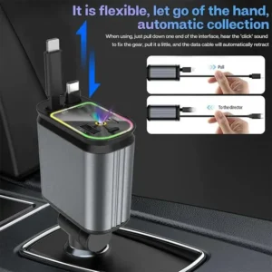 Chargeur de voiture rétractable 4 en 1
